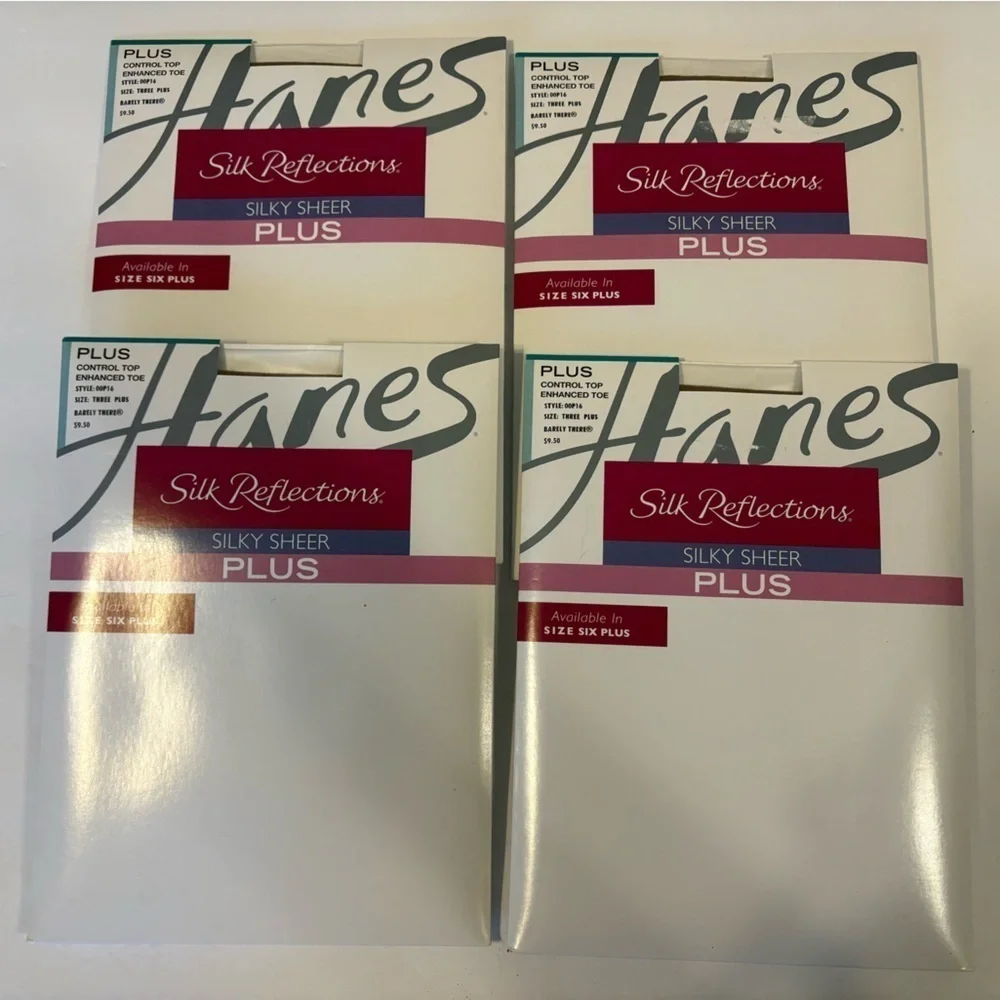 Hanes Silk Reflections Silky Sheer nylons pantyhose 4 packs size 3 plus NWT